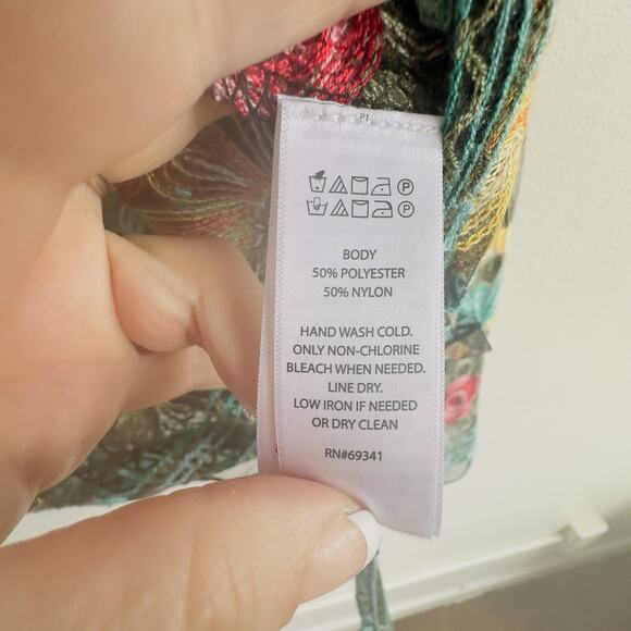 Rachel Zoe Embroidered Mesh Kimono One Size Sheer Floral Boho Resortwear Festiva - Picture 9 of 10